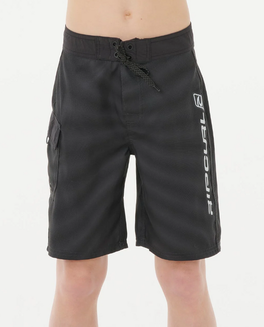 Rip Curl Youth Shockwaves Boardshorts in black from the front