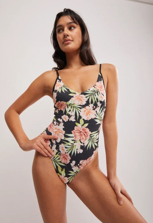 Rip Curl Sol Seeker Good Coverage One Piece - Sum22 black and tropical one peice with back cutout 