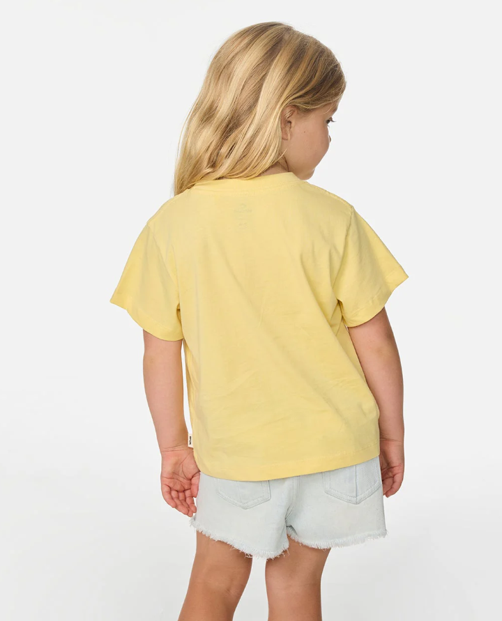 Rip Curl Girls Sun Swell Dolphin Tee in yellow from rear