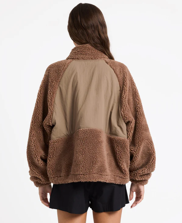 Roxy At Dusk Women's Jacket in mocha on model from rear
