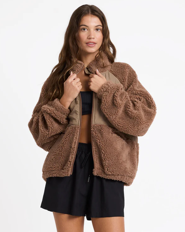 Roxy At Dusk Women's Jacket in mocha on model from front