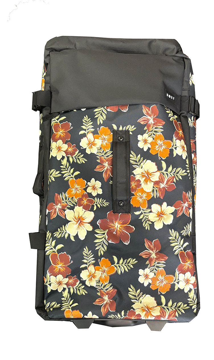 Roxy Big Souvenir 85 Litre Travel Bag in almond tropical colourway with black base