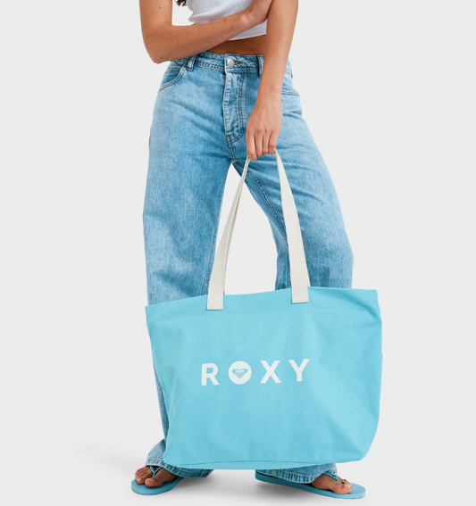 Roxy Cool Summer Tote Bag
 in coastal shade blue colourway held by model