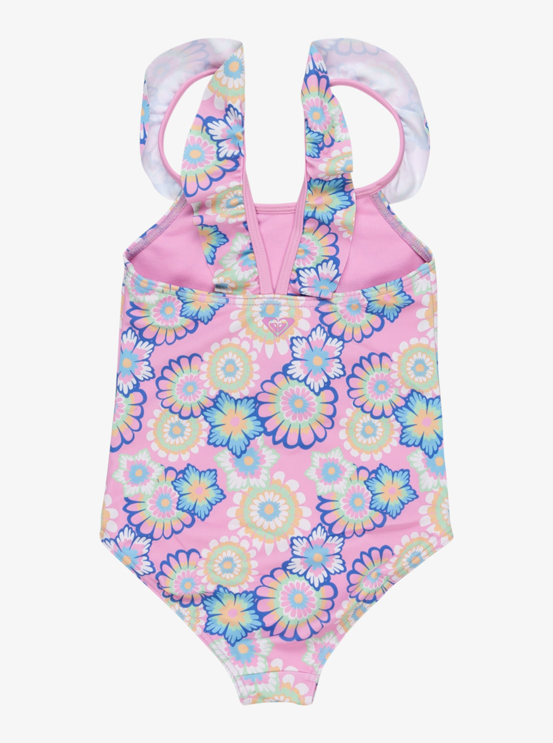 Roxy Flower Party Girls 2-7 One Piece Swimwear in lilac chiffon colourway from rear