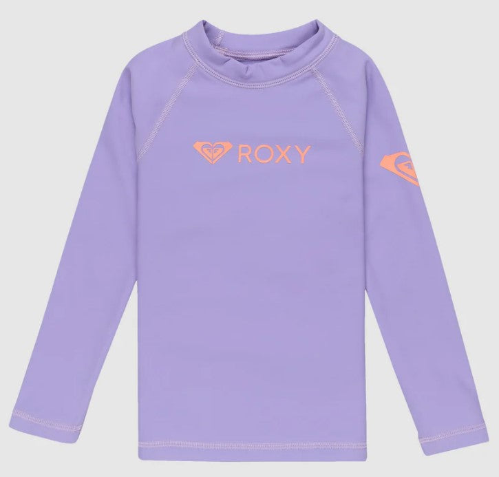 Roxy Girls Heater Long Sleeve Thermal Rash Top in rose tulip colour