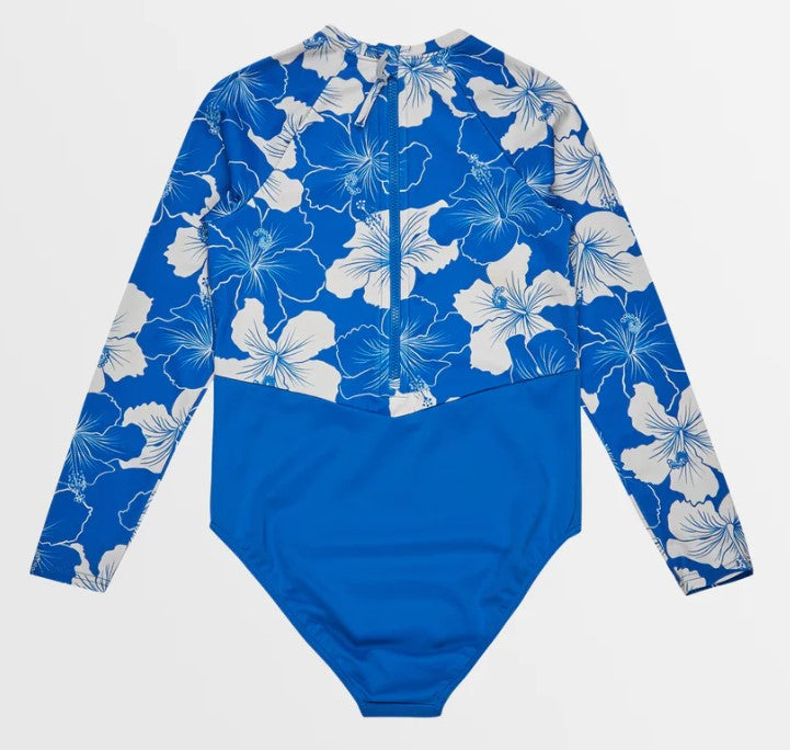 Roxy Girls Hippy Hibiscus Onesie in colour nebulas blue back veiw