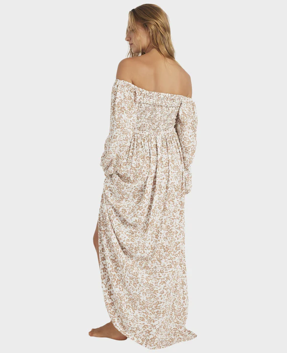 Roxy Kerlina Maxi Dress in cloud dancer floral on model from rear