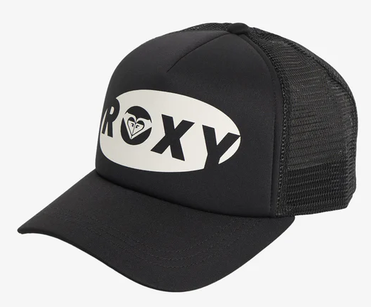 Roxy Meet The Queen Women's Trucker Cap
 in anthracite colourway from front with white Roxy logo