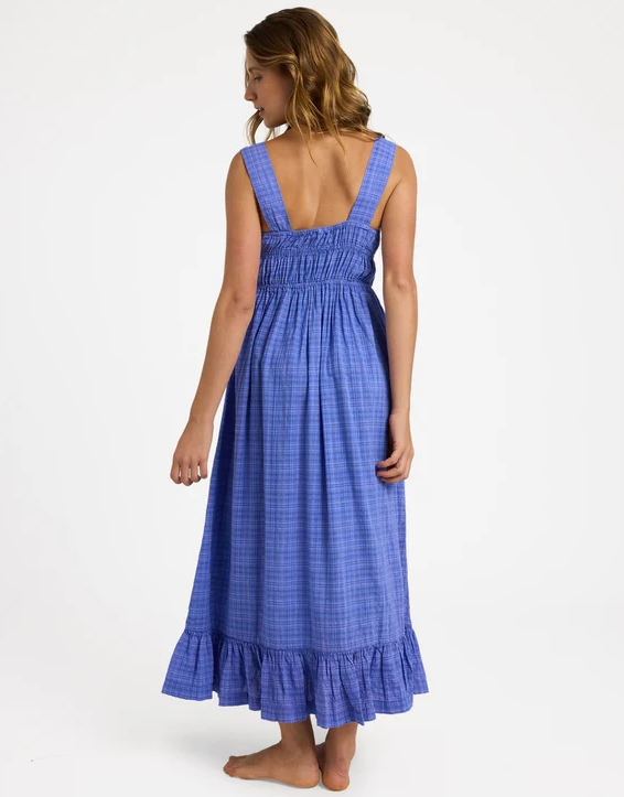 Roxy Paradise Winds Dress
 in cobalt blue on model from the back
