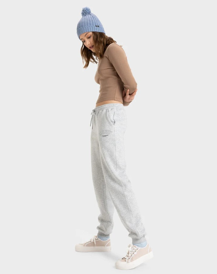 Roxy Perfect Place Brushed Trackpant in colour heritage heather in model side veiw