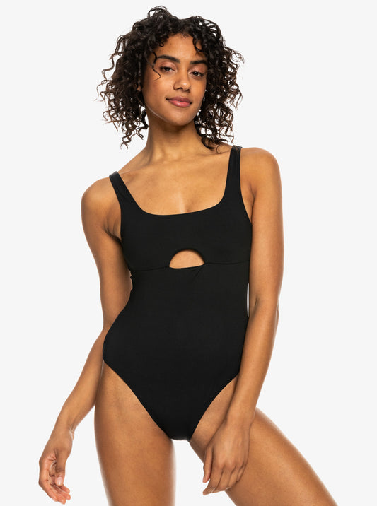 Roxy Pro The Double Line Onepiece Swimwear in anthracite colour from front