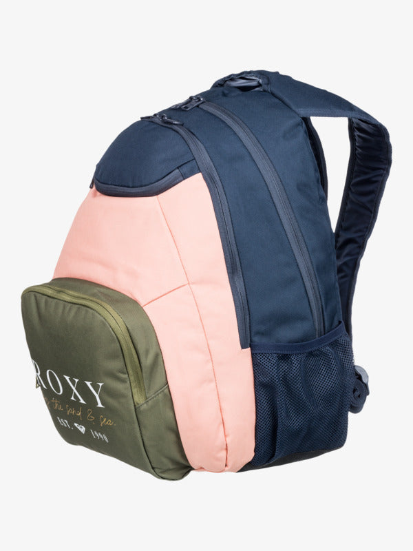 Roxy Shadow Swell Logo Backpack in mood indigo colourway from side