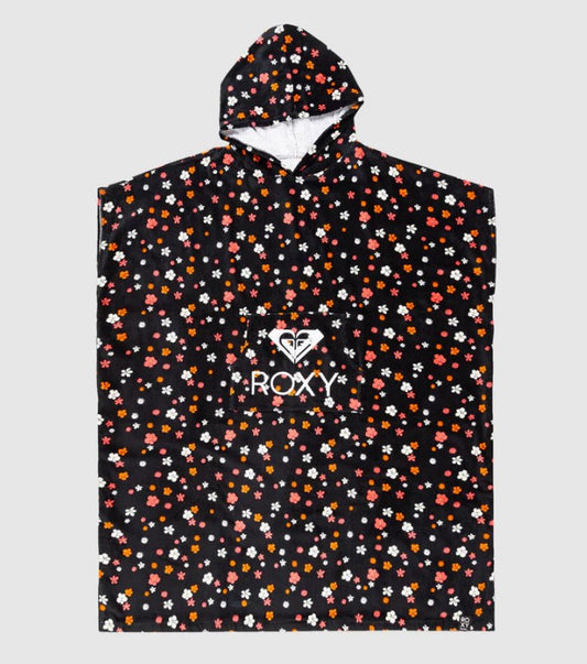 Roxy Stay Magical Printed Hooded Towel in anthracite sunny days floral colourway