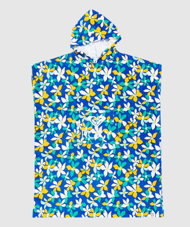 Roxy Stay Magical Printed Hooded Towel in bright white sunlights floral colourway