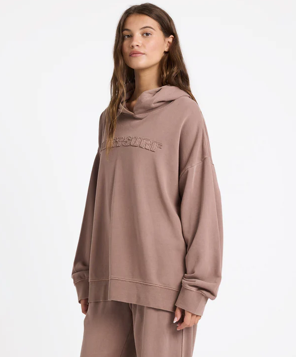 Roxy Steppin Up Women's&nbsp; Hoodie in mocha colourway on model from side