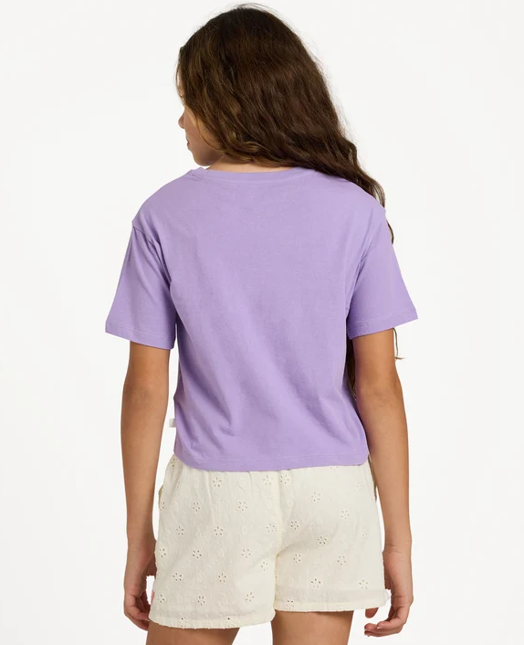 Roxy Summer Wave Girls Tee in viola colourway from the back view