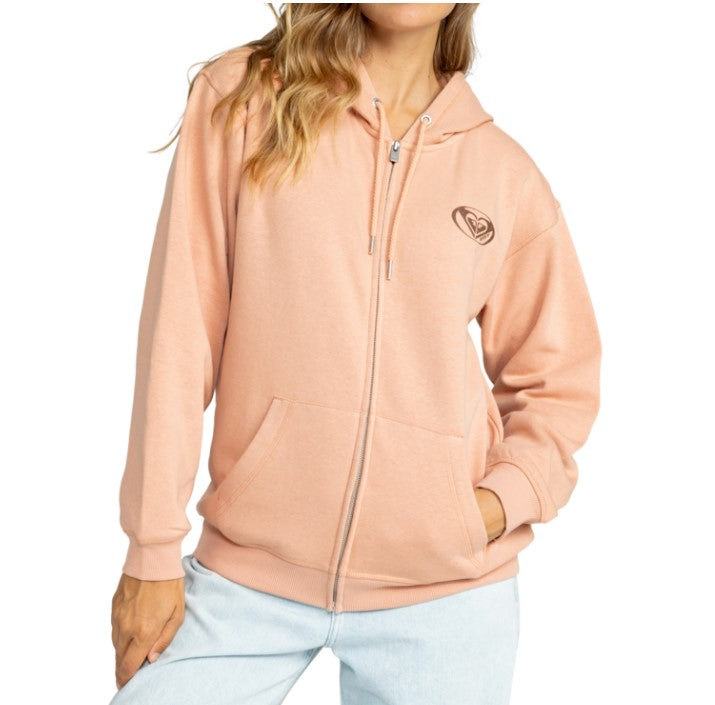 Roxy Surf Stoked Brushed Zip Hoodie in cafe creme colourway