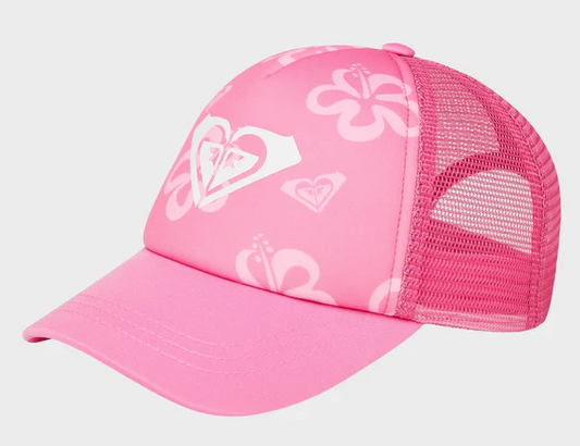 Roxy Sweet Emotions Girls Trucker Cap in pink cosmos from the side
