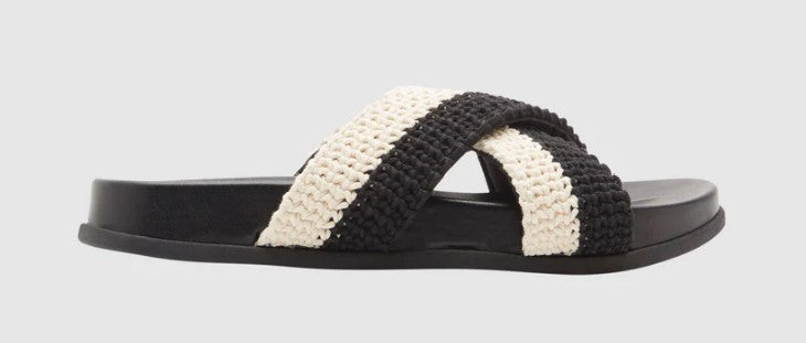 Roxy Syenna Slides  in black and white form side
