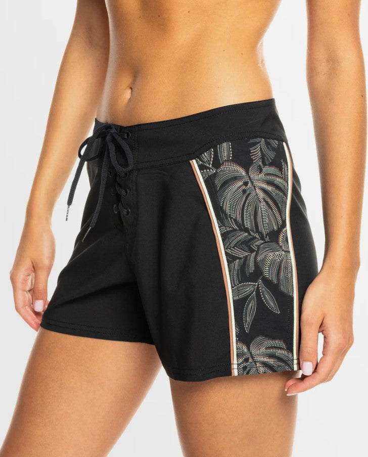 Roxy Pro The 93 Win Printed 2" Boardshorts in anthracite palm colourway from side