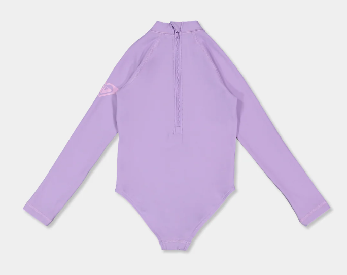 Roxy Toddler Heater Longsleeve Swim Onesie in viola colourway from rear