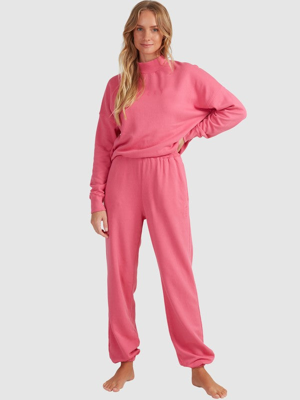 Win22 ROXY TRANQUIL DAYS TRACKSUIT BOTTOMS hot pink sweat pants 