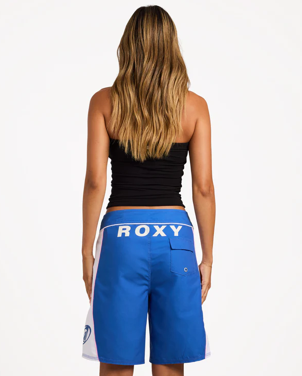 Roxy Upfront 9" Women's Boardshorts in nouveau navy on model from rear