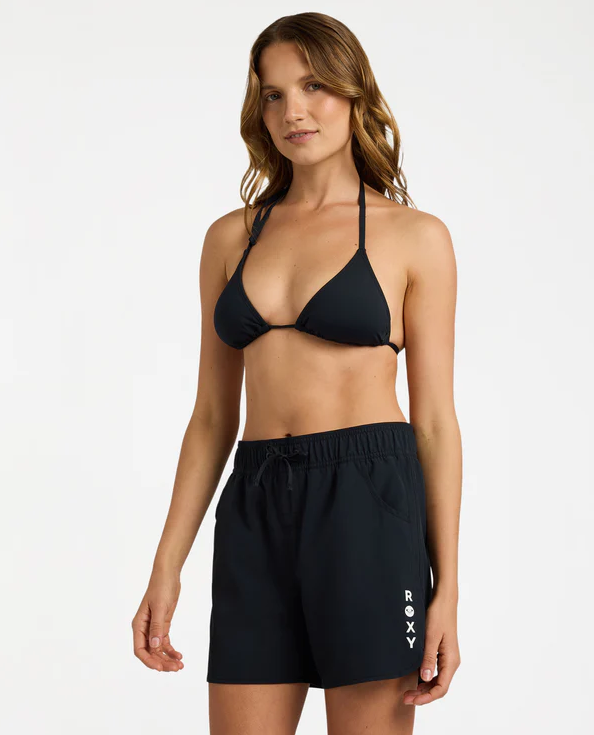 Roxy Wave 5" Women's Boardshorts in anthracite colourway from front on model close up