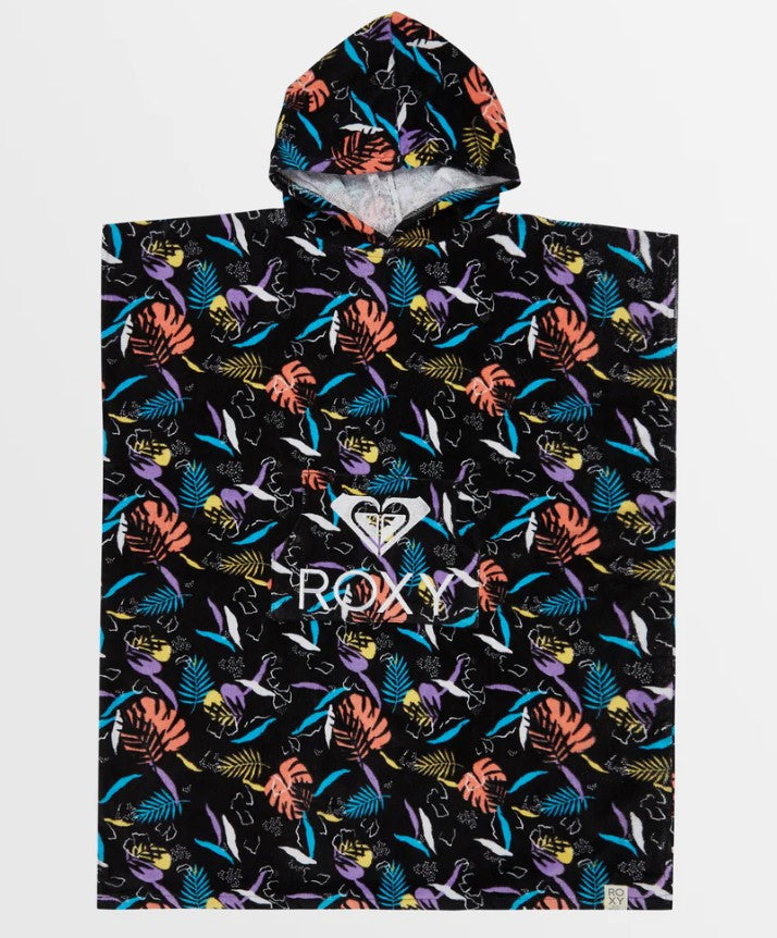 Roxy Stay Magical Girls Printed Hooded Towel in anthracite active RG colourway