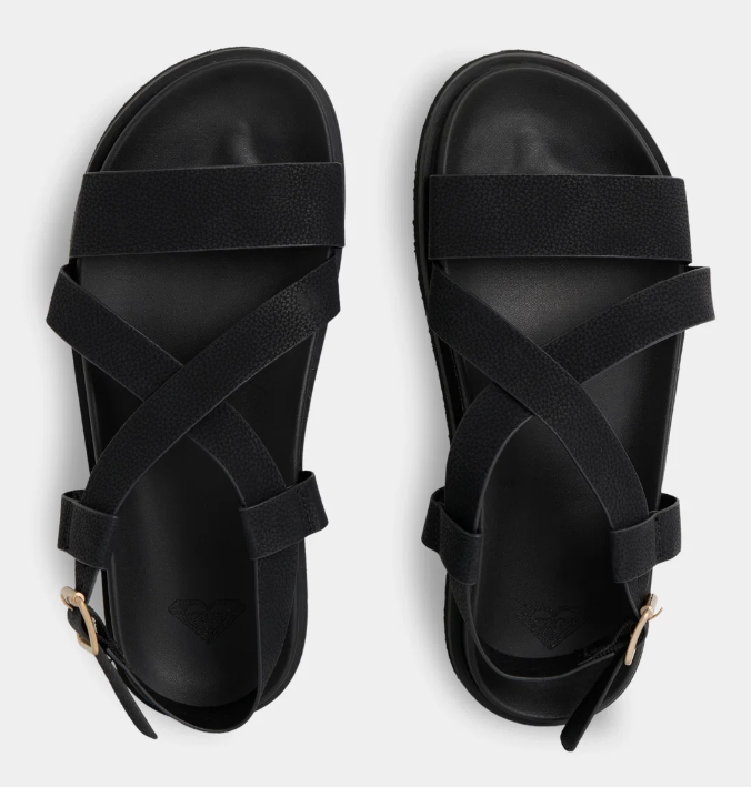 Roxy Zaho Crossed Women's Sandals in black showing a pair from the top