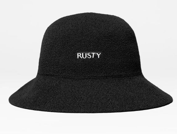 Rusty Bailey Embroidered Bucket Hat in black colourway