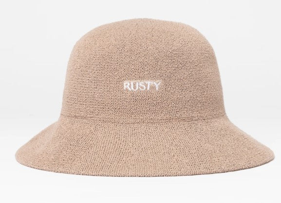 Rusty Bailey Embroidered Bucket Hat in taupe colourway