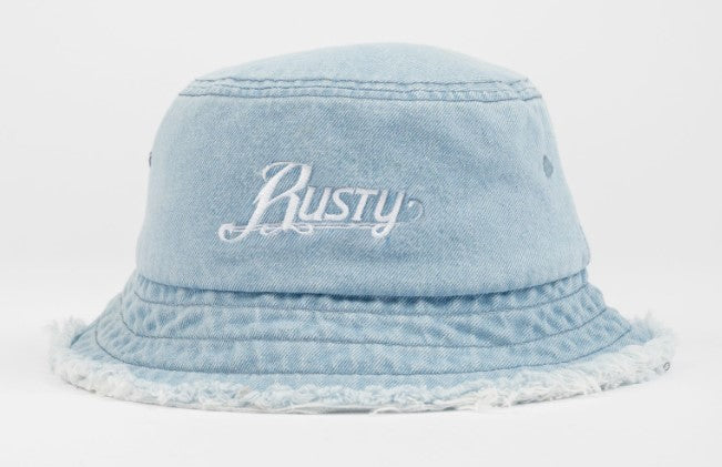 Rusty Beta Denim Bucket Hat in sky blue solo