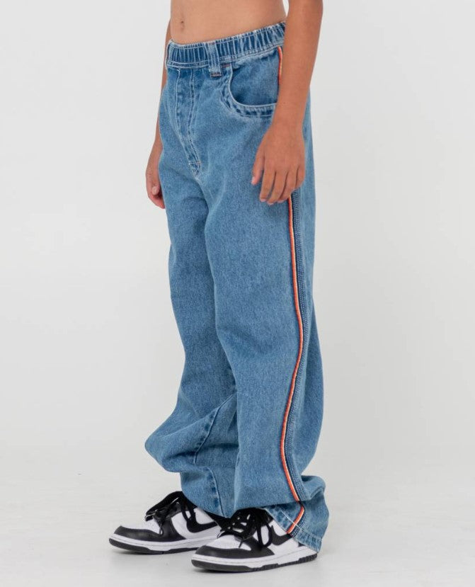 Rusty Flip Daddy 2.0 Boys Denim Jeans in middy blue from side