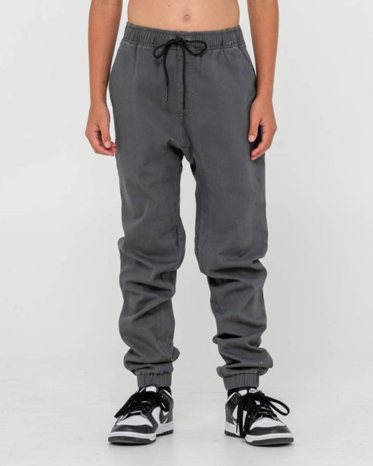 Rusty Boys Hook Out Elastic Beach Pants in pavement colourway from front