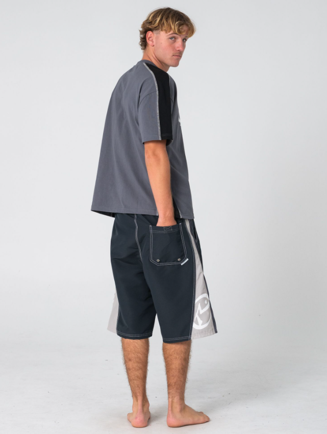 Rusty Carnage Hybrid Waist 24" Boardshorts in black from the back