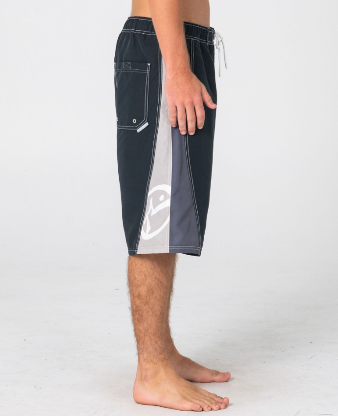 Rusty Carnage Hybrid Waist 24" Boardshorts in black from the right