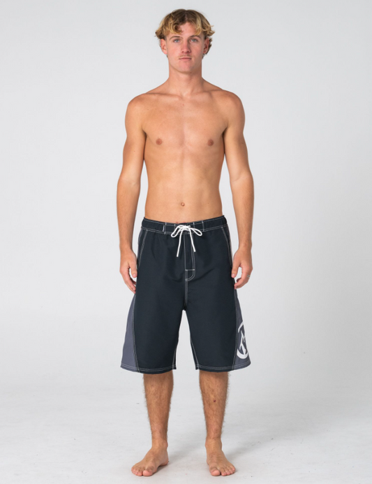 Rusty Carnage Hybrid Waist 24" Boardshorts in black from the front