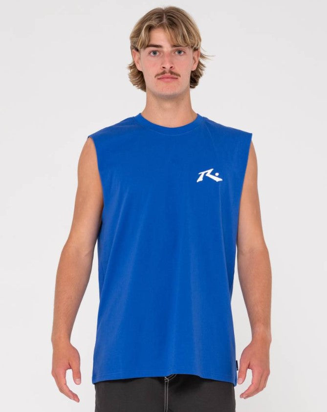 Rusty Competition Muscle Tank in royal blue from front