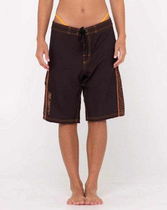 Rusty Connected Low Rise Long Boardshorts in java colour from front