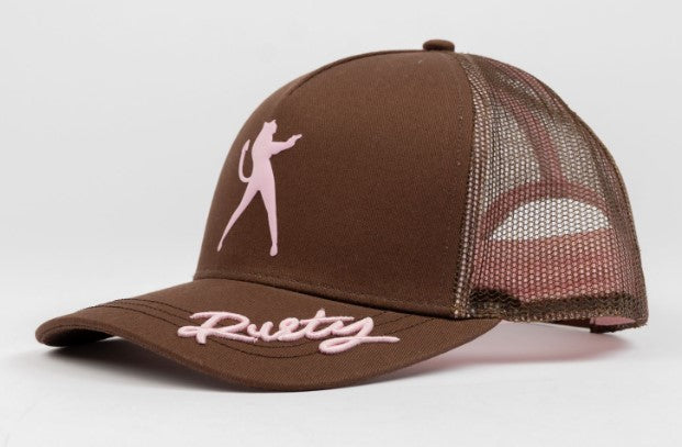 Rusty Crush Womens Trucker Cap in brown colourway