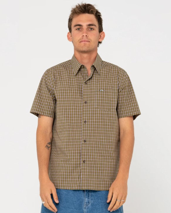 Rusty Datsun Short Sleeve Checked Shirt in savannah colourway