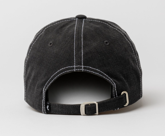 Rusty Dead End Dad Cap in washed black with red embroided print back