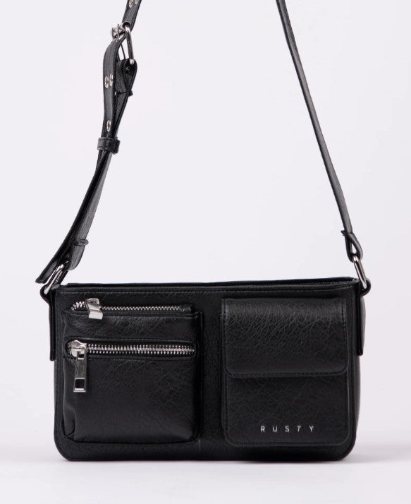 Rusty Destiny Crossbody Bag in black PU