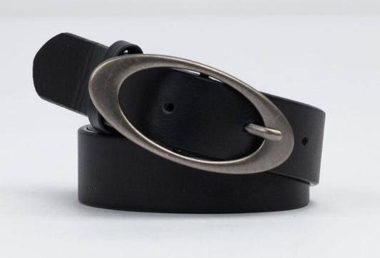 Rusty Eclipse PU Womens Belt in black rolled up