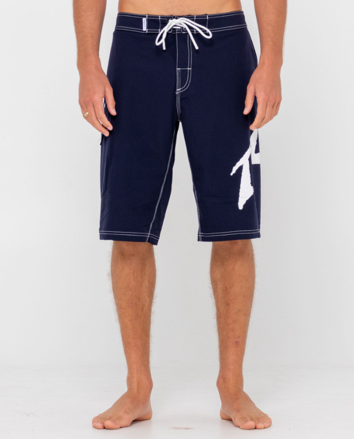 Rusty Fixed Competition Revolution 23" Boardshorts in navy from front