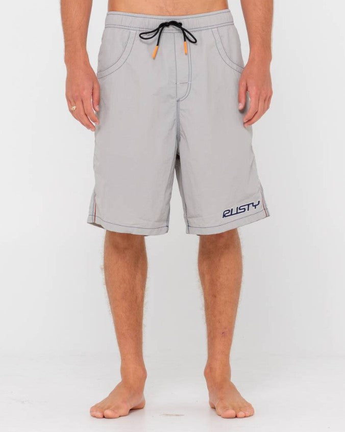 Rusty Flip Daddy 22" Boardshorts in oyster grey from front