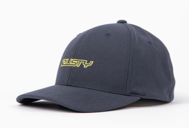 Rusty Flip Daddy Flexfit Cap  in carbon colourway from front/side view