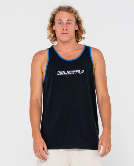 Rusty Flip Daddy Tank  in black on model from front