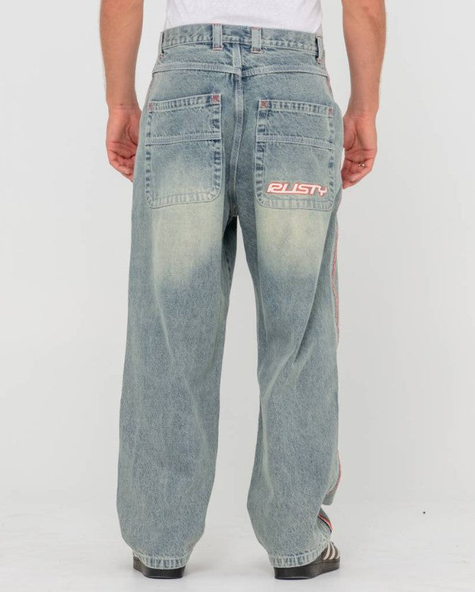 Rusty Flip Daddy 2.0 Denim Jeans in dirty dawg colourway from rear